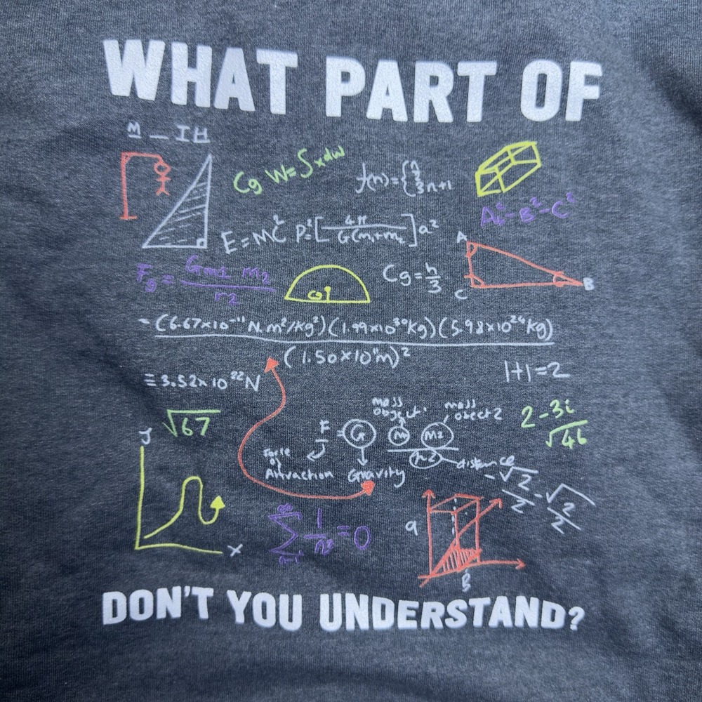 Men's Gray Hoodie Math Science Graphic Sweatshirt Size M Funny‎ Geek - Picture 3 of 10